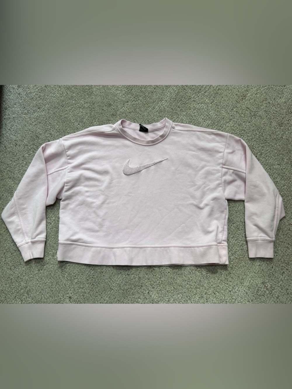 Nike Women's Pale Pink Crewneck Sweatshirt with Embroidered Swoosh